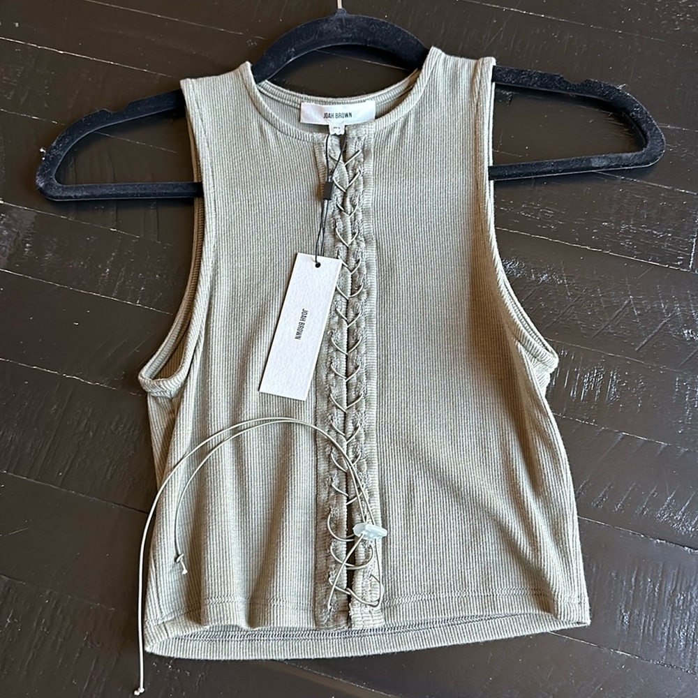 Joah Brown - NWT - green lace up crop tank - XS